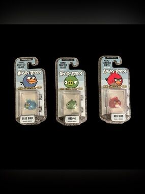 Angry Birds Mini Hand Crafted Glass Sculptures Ltd Ed Red Bird Blue Bird Med Pig